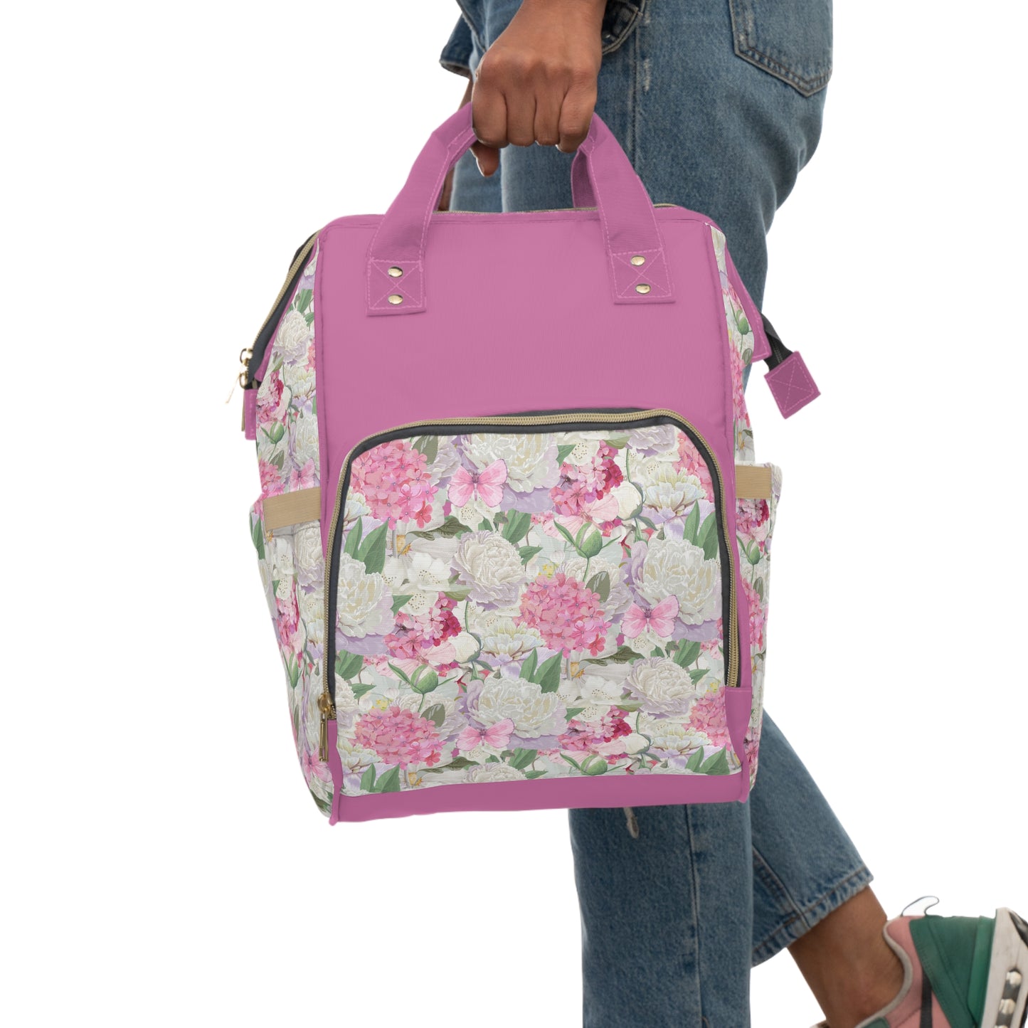 Peony Flowers Multifunctional Backpack