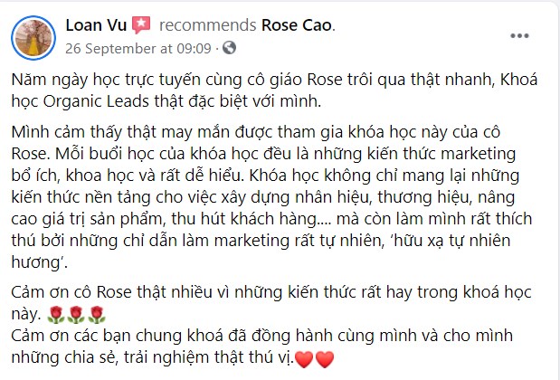 Khóa học Marketing hữu cơ