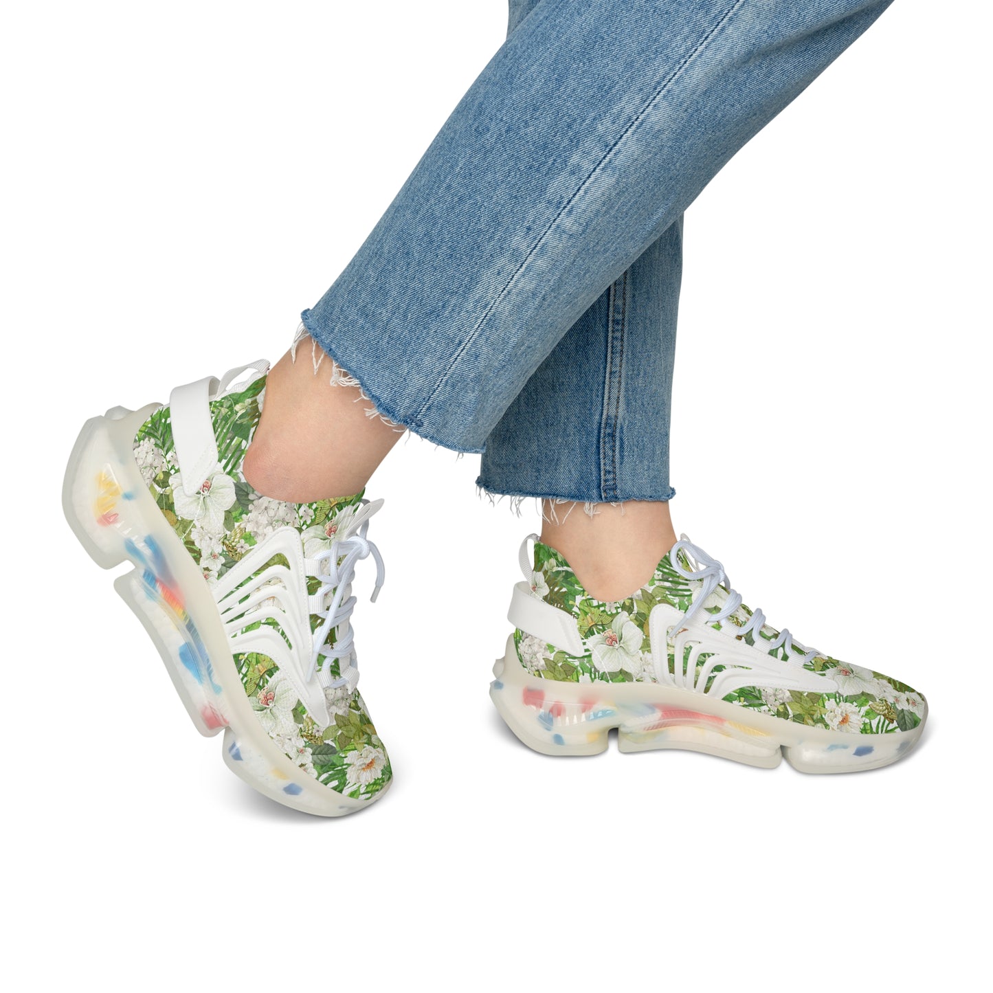 Women's Mesh Sneakers | White Phalaenopsis