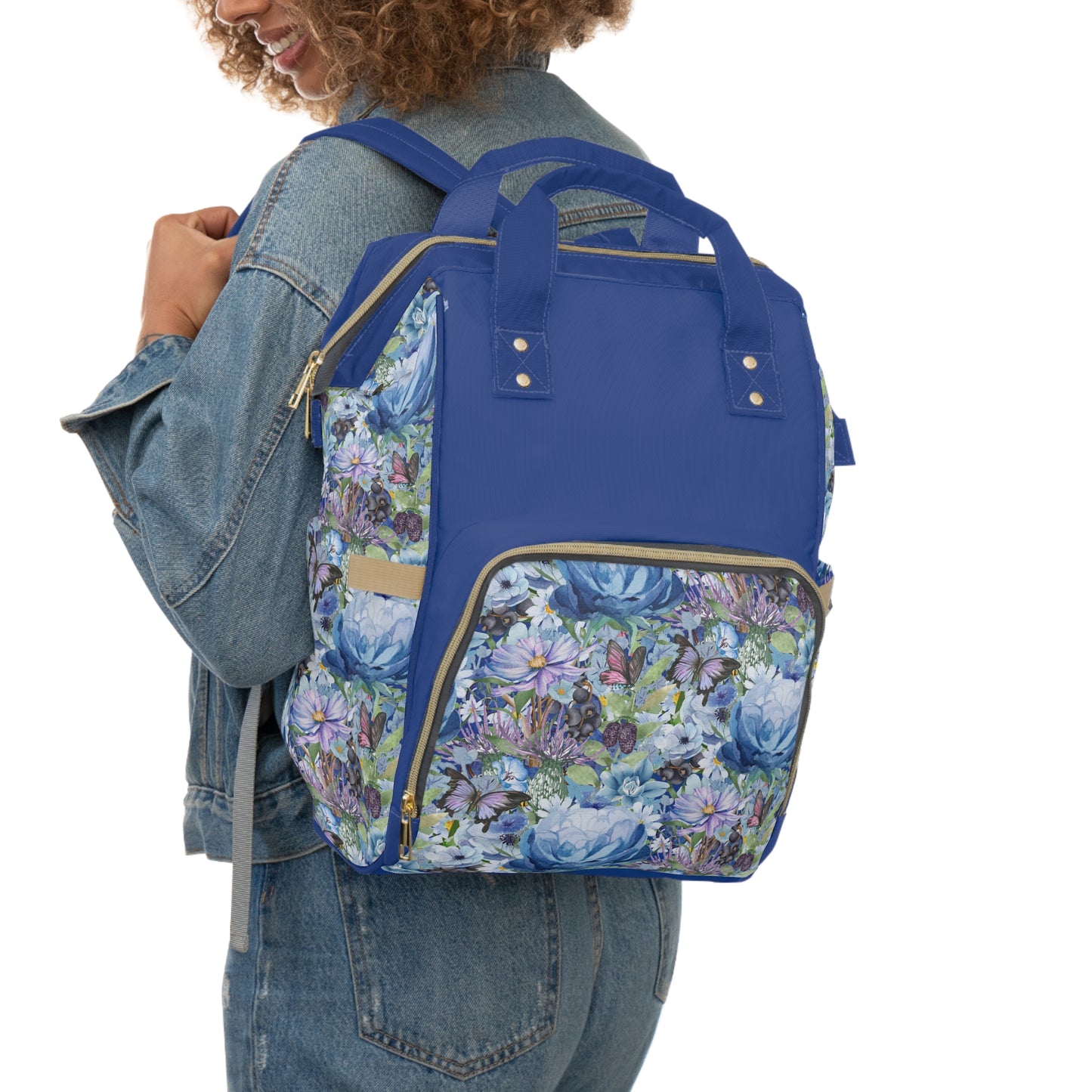 Ba lô đa năng | Thiết kế hoa mẫu đơn xanh