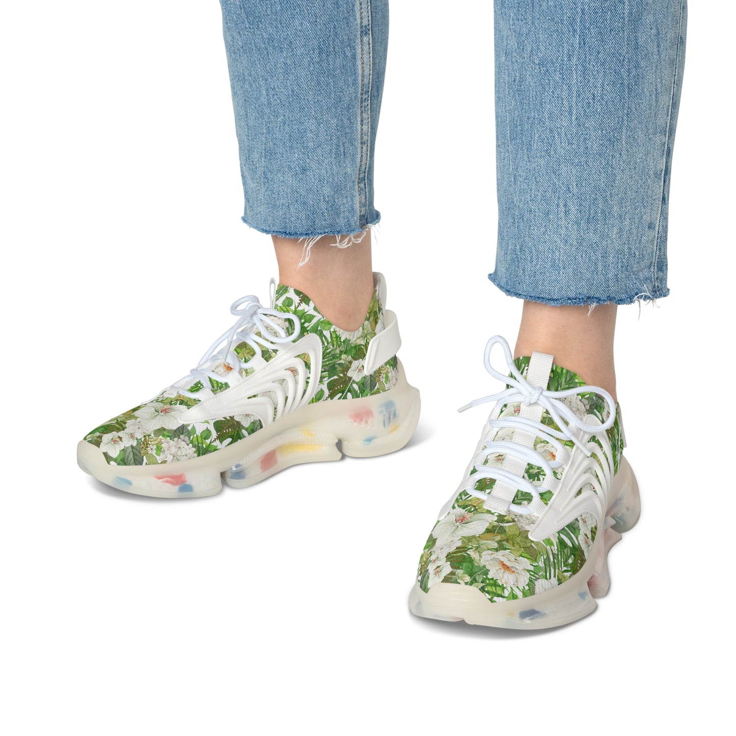 Women's Mesh Sneakers | White Phalaenopsis