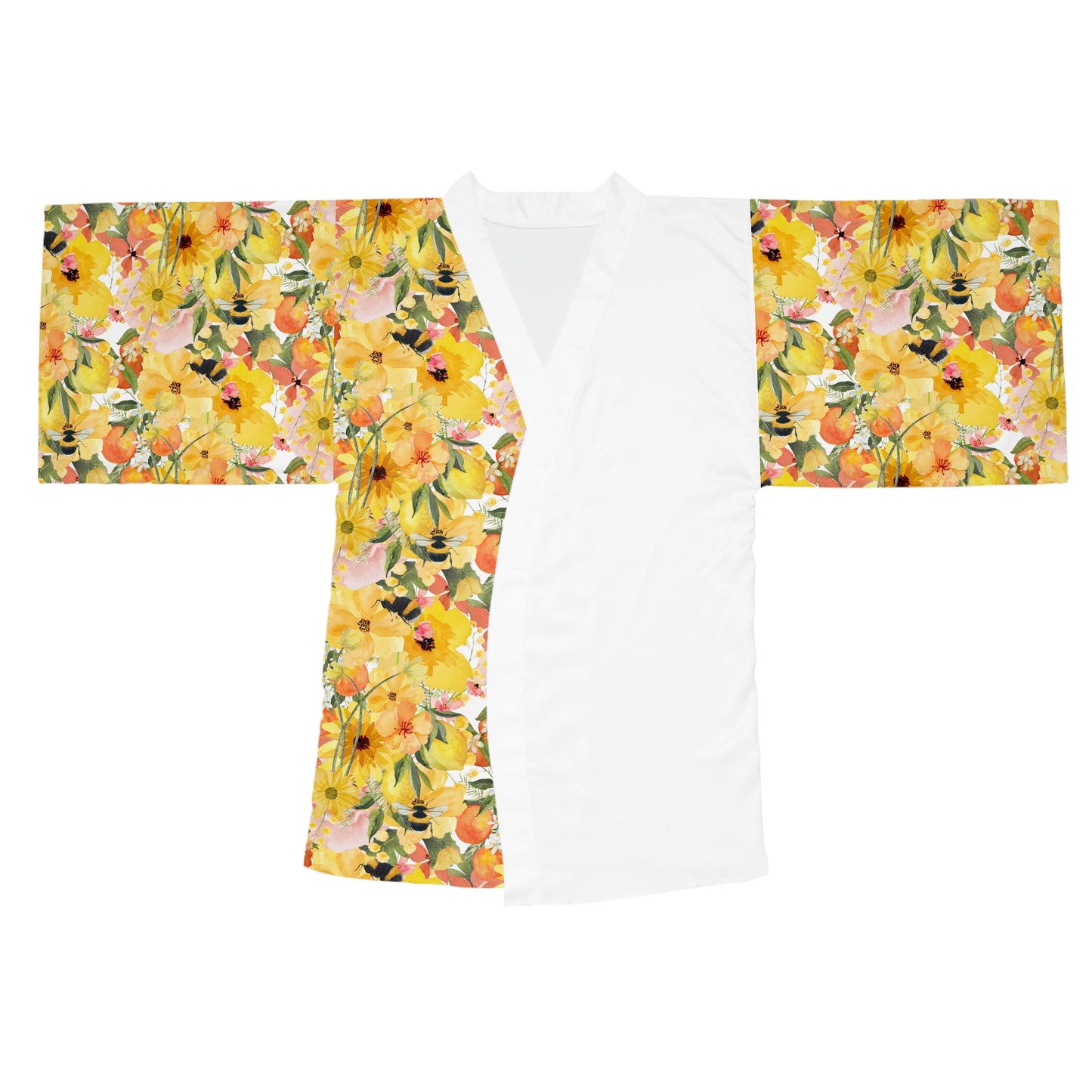 Yellow Cosmos Long Sleeve Kimono Robe (AOP)