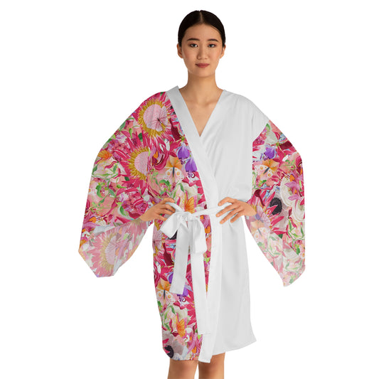 King Protea Flower Print Long Sleeve Kimono Robe (AOP)