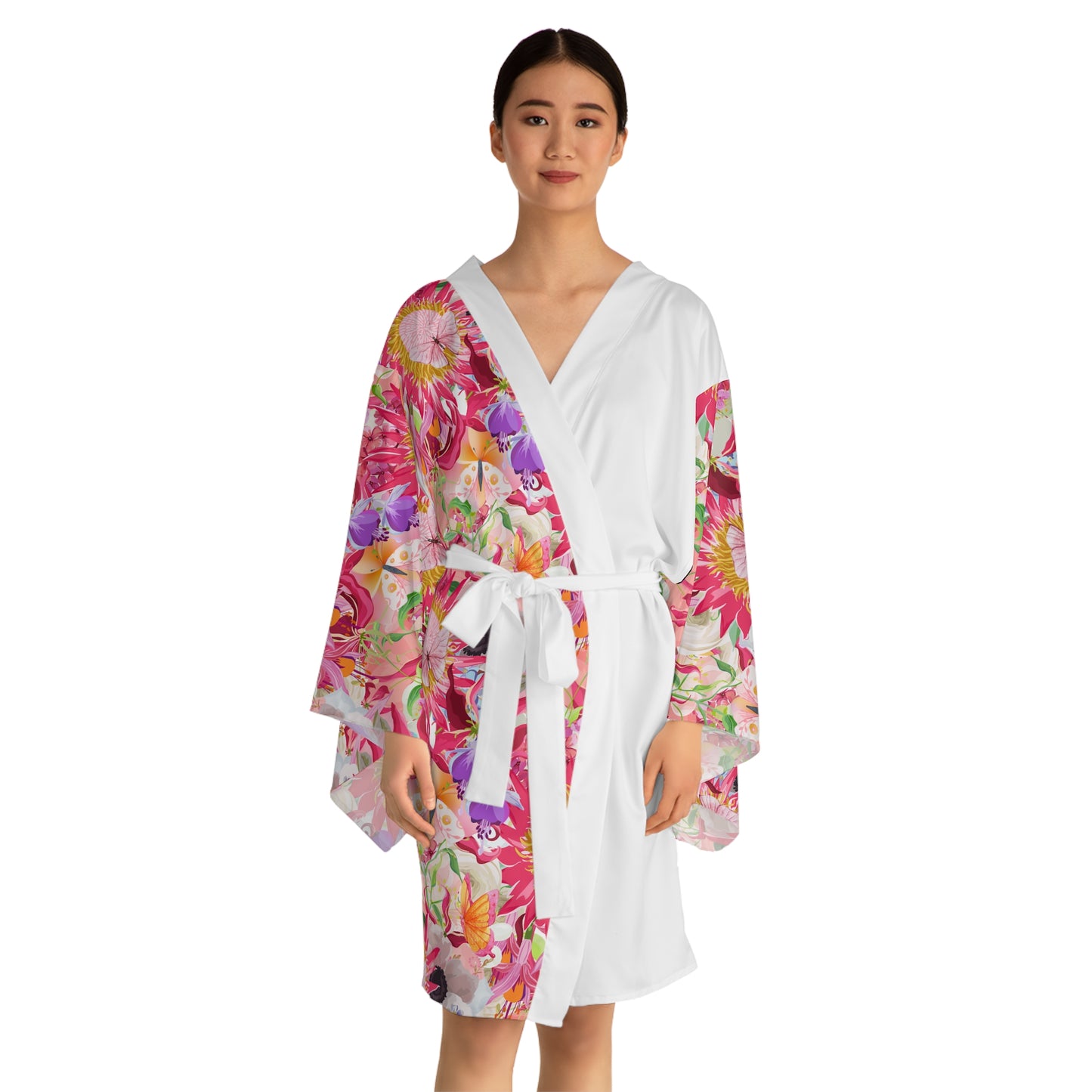 King Protea Flower Print Long Sleeve Kimono Robe (AOP)