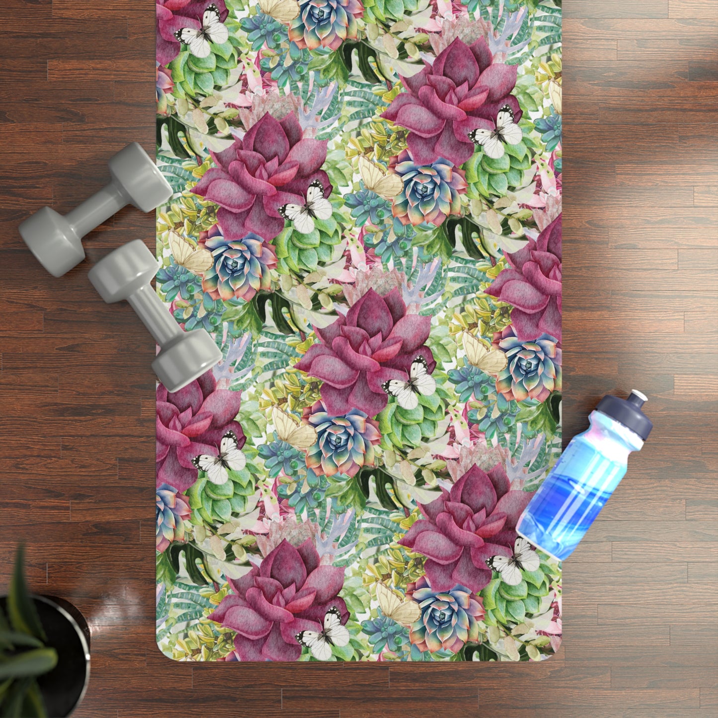 Rubber Yoga Mat | Red Echeveria