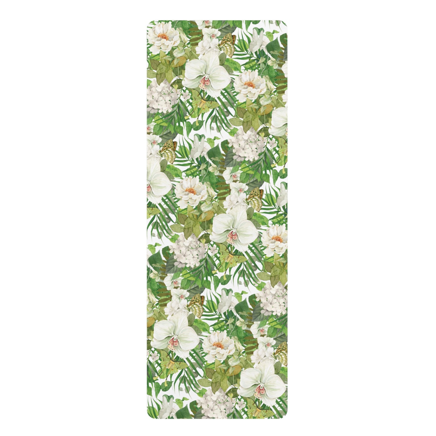 Rubber Yoga Mat | White Phalaenopsis