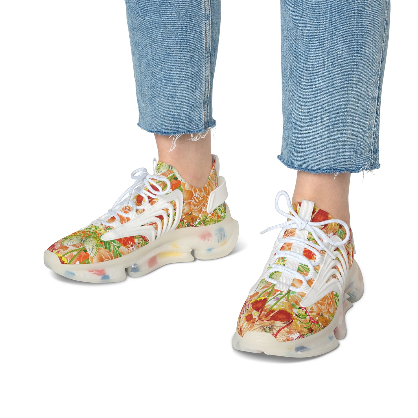 Women's Mesh Sneakers | Orange Roses