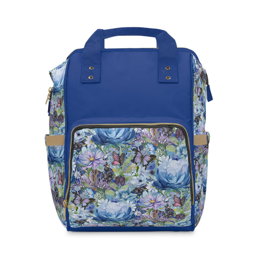 Blue Peony Flowers Multifunctional Backpack