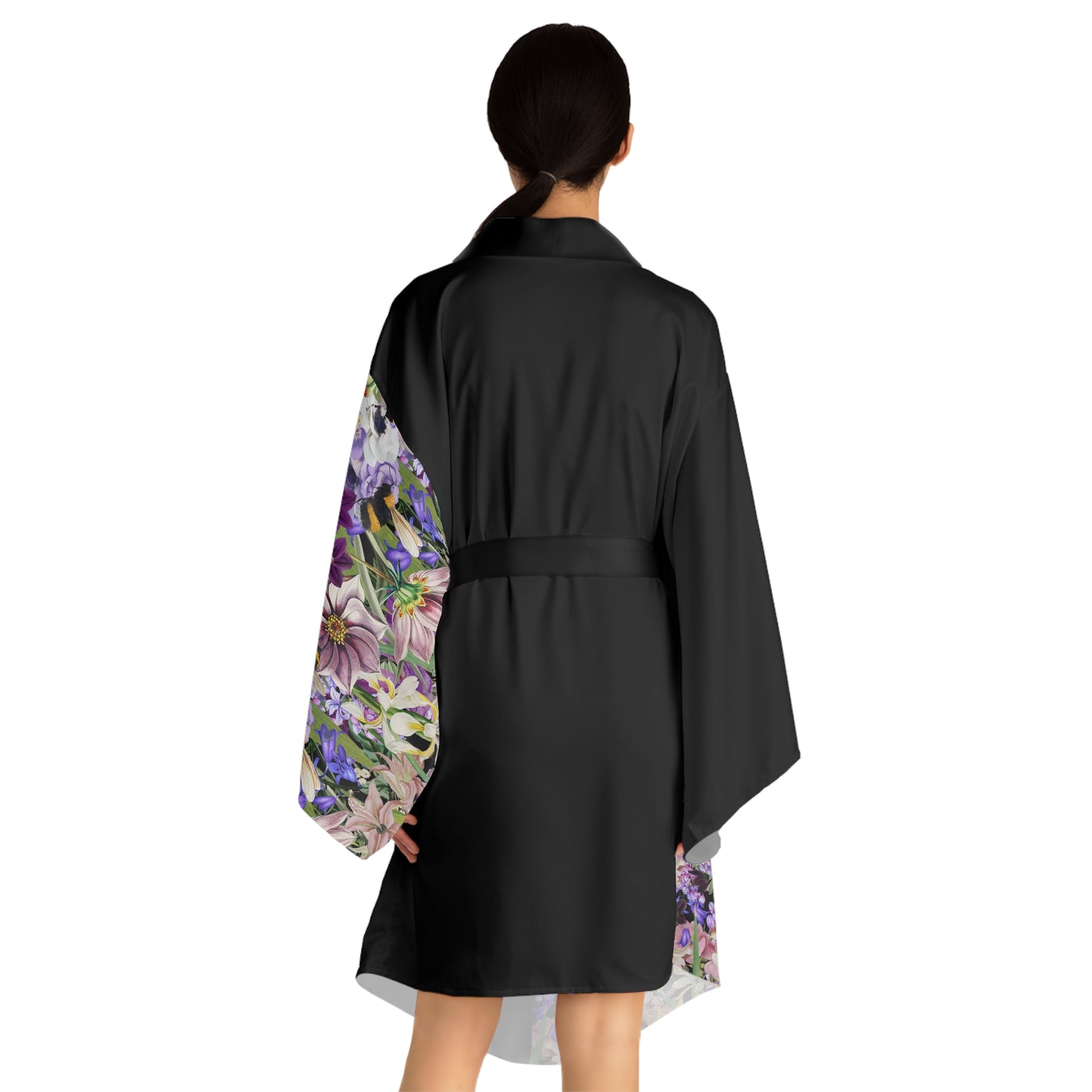 Purple Iris Floral Long Sleeve Kimono Robe (AOP)