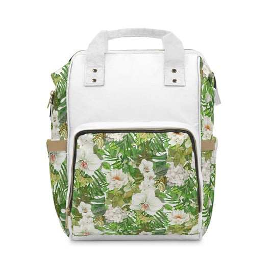 White Phalaenopsis Floral Design Multifunctional Backpack