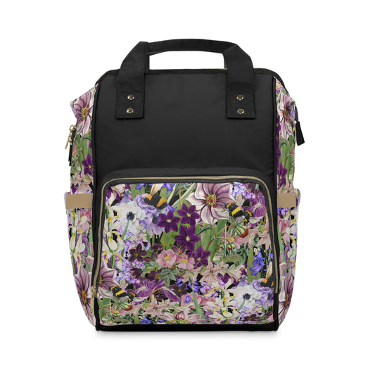 Iris Floral Design Multifunctional Backpack